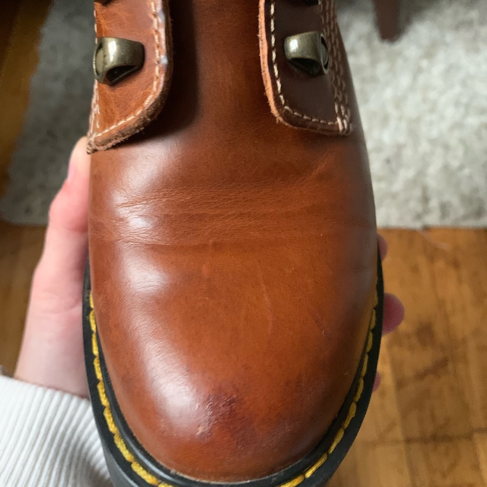 Doc Marten Leona boots. Butterscotch/ brown color.